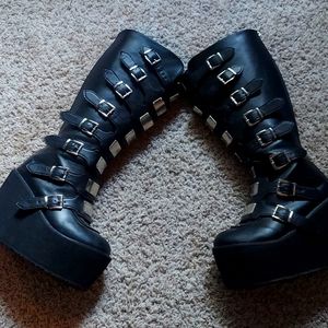 Black platform boots 4 1/2 inches tall